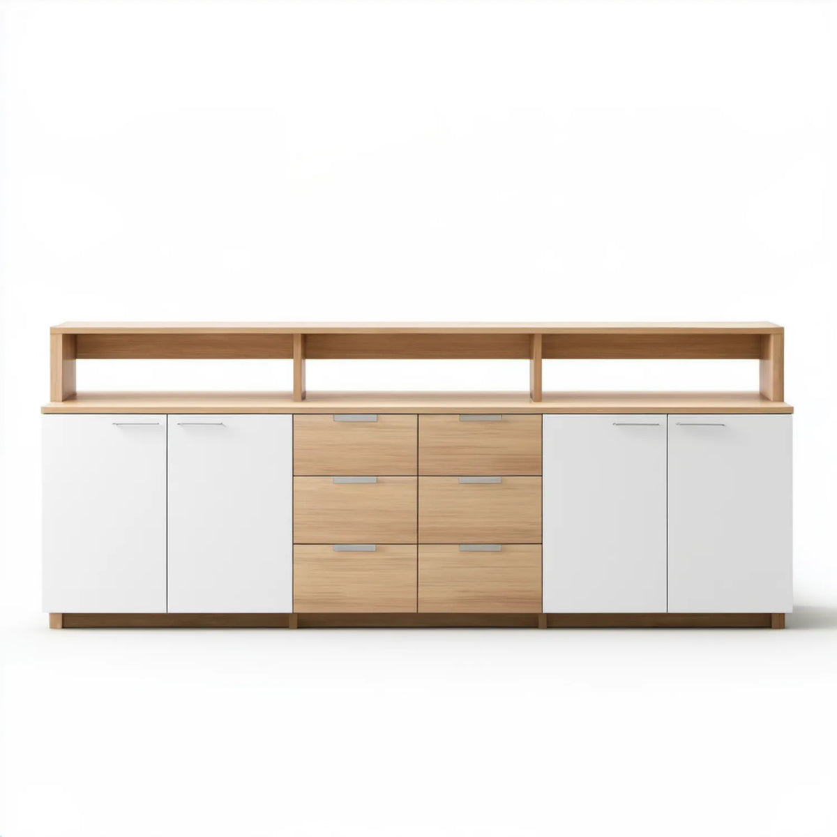 Komoda dekoracyjna z MDF Biały i Jasny Dąb 240 × 40 × 120 cm