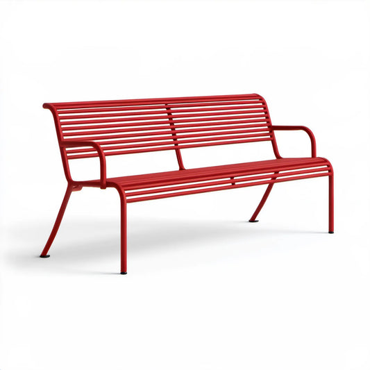 Czerwona dwuosobowa ławka ogrodowa stalowa 120 x 65 x 80 cm