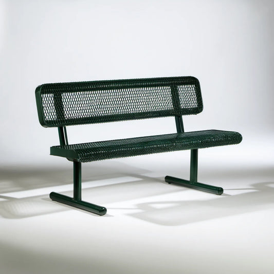 Ławka ogrodowa ze stali i plecionki PE, ciemnozielona, 120 x 55 x 78 cm