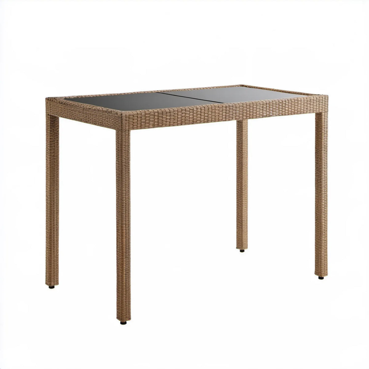 Prostokątny stół ogrodowy z technorattanu ze szklanym blatem 150 x 90 x 75 cm Brązowy/Czarny
