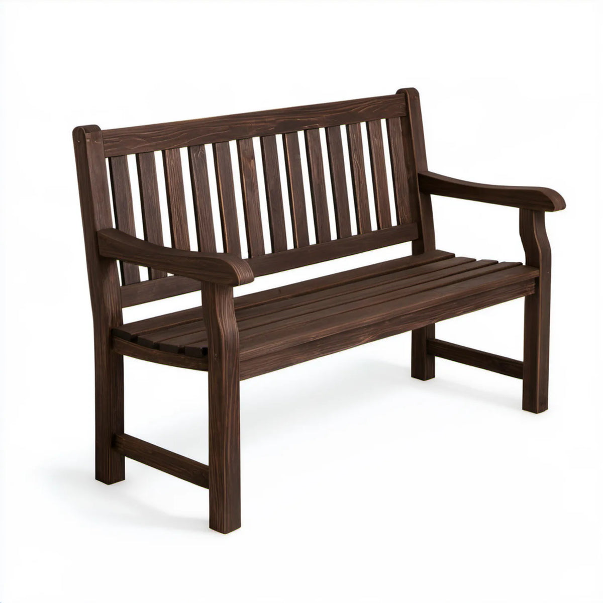 Drewniana ławka ogrodowa 2-osobowa ciemnobrązowa 120 × 62 × 81 cm